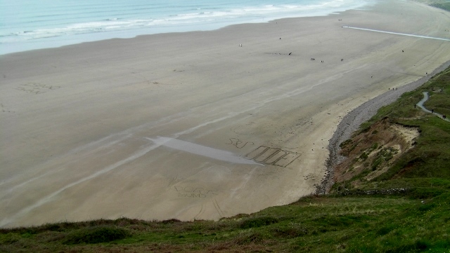 Nearly back at Rhossili we look down on the beach